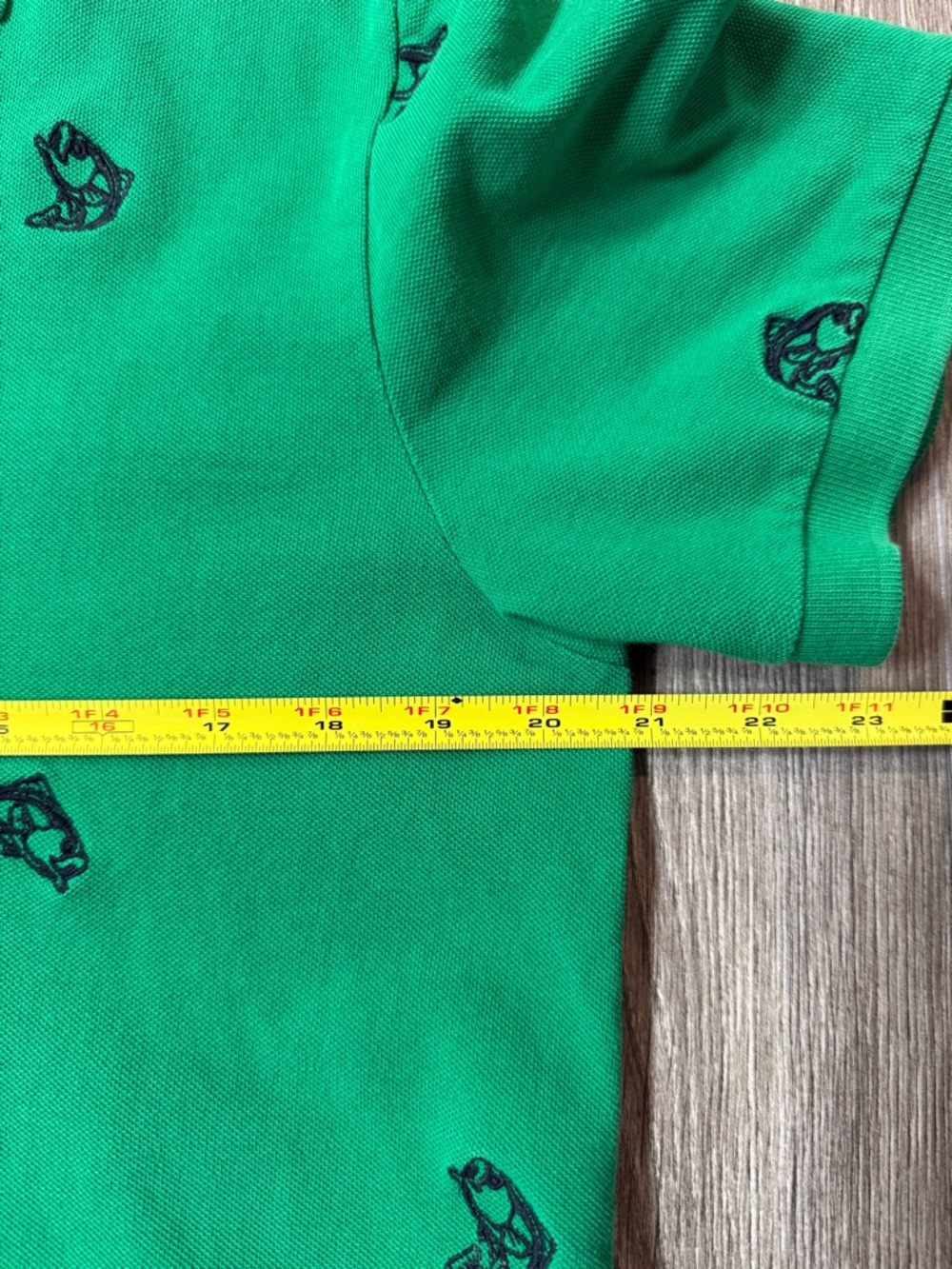 Chaps Green Polo With Navy Blue Bass Fish Embroidered Medium Golf Spring - Picture 5 of 8